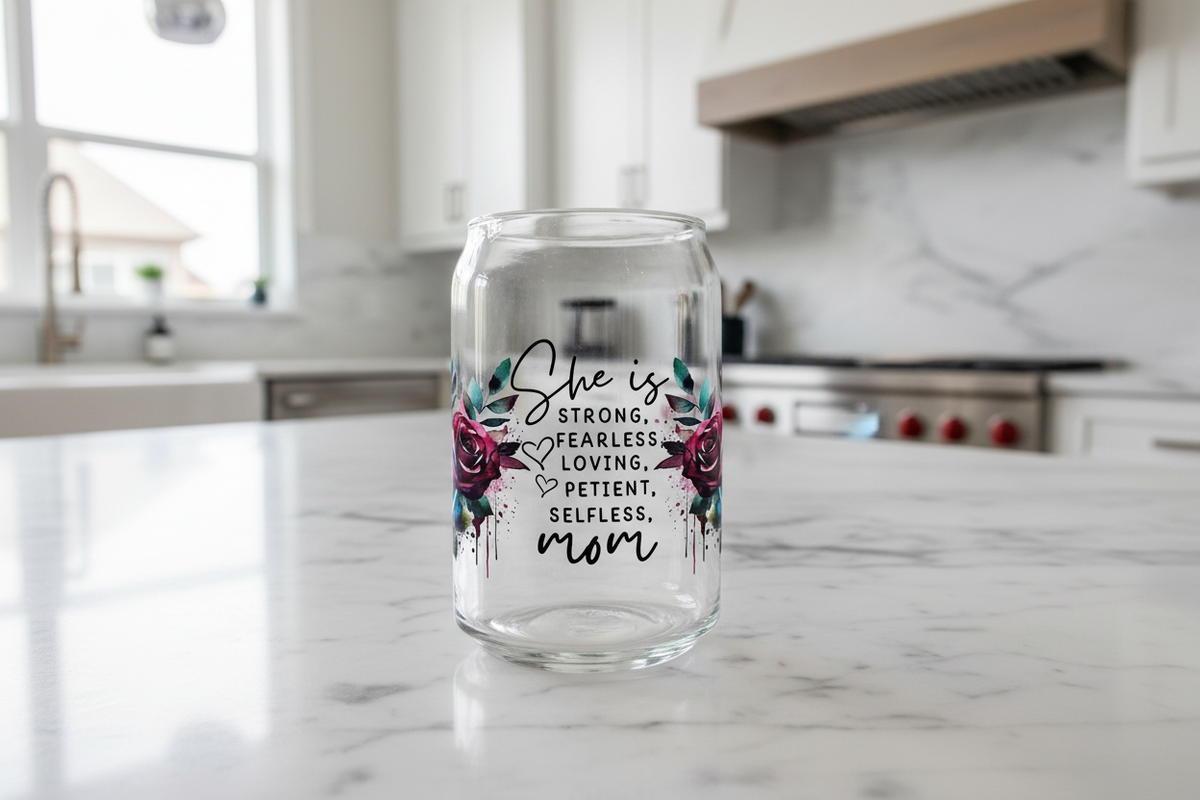 She is...Mom - Teal & Pink - UVDTF Wrap for cups/hard surfaces sticker