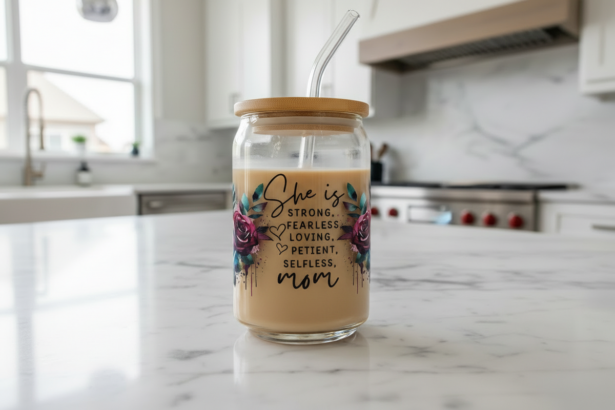 She is...Mom - Teal & Pink - UVDTF Wrap for cups/hard surfaces sticker