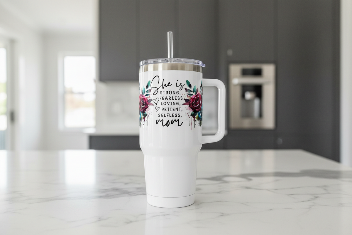 She is...Mom - Teal & Pink - UVDTF Wrap for cups/hard surfaces sticker