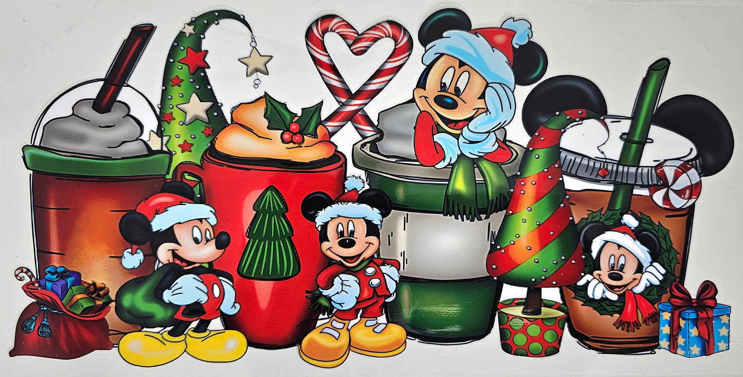 Vasos navideños de Mickey con envoltura UVDTF