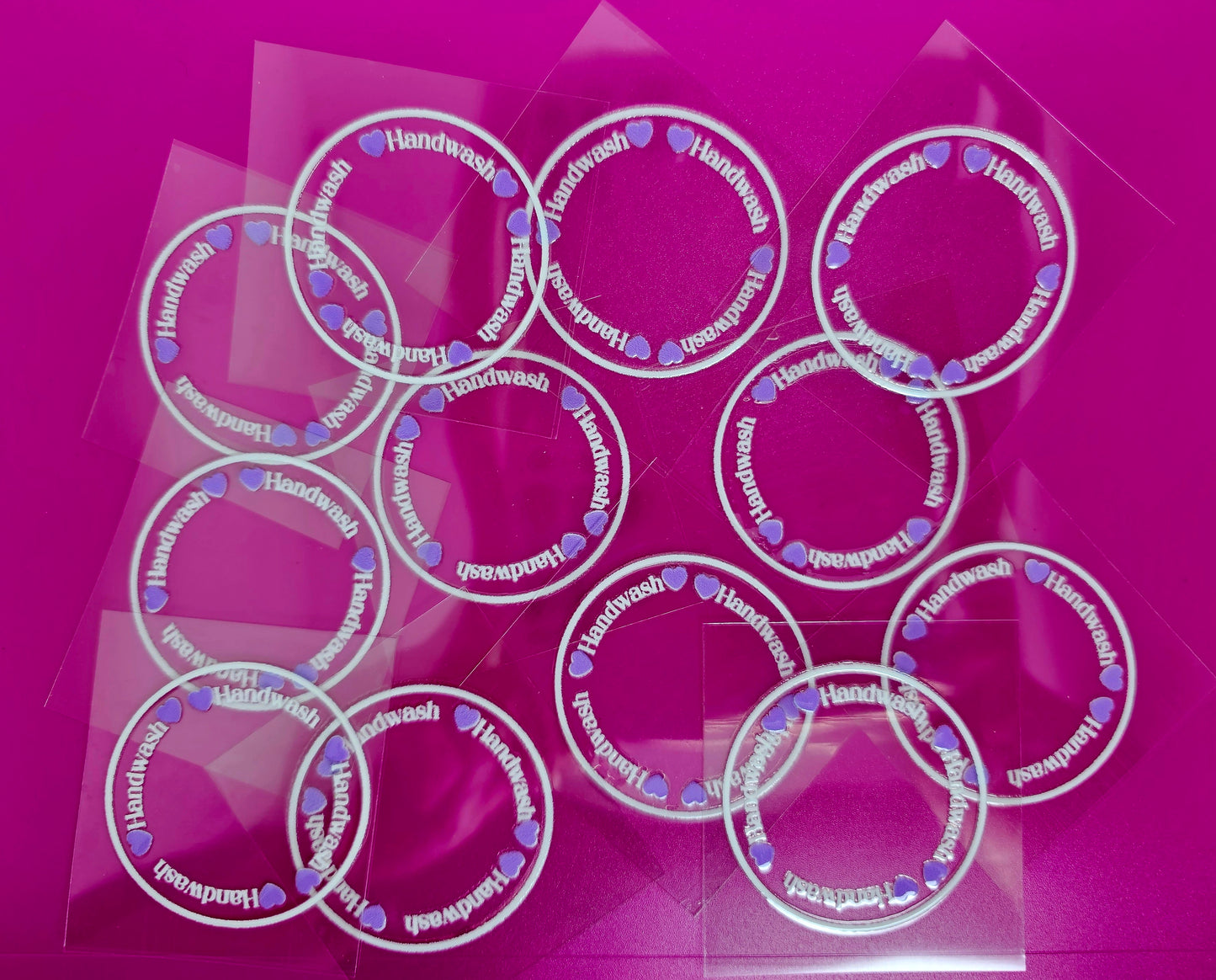 Cup Care Instructions (Purple Hearts) - UVDTF Decal for cups/tumblers sticker