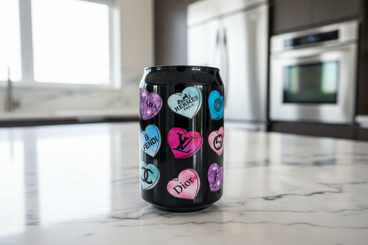 Funda de almohada con diseño de corazones UVDTF