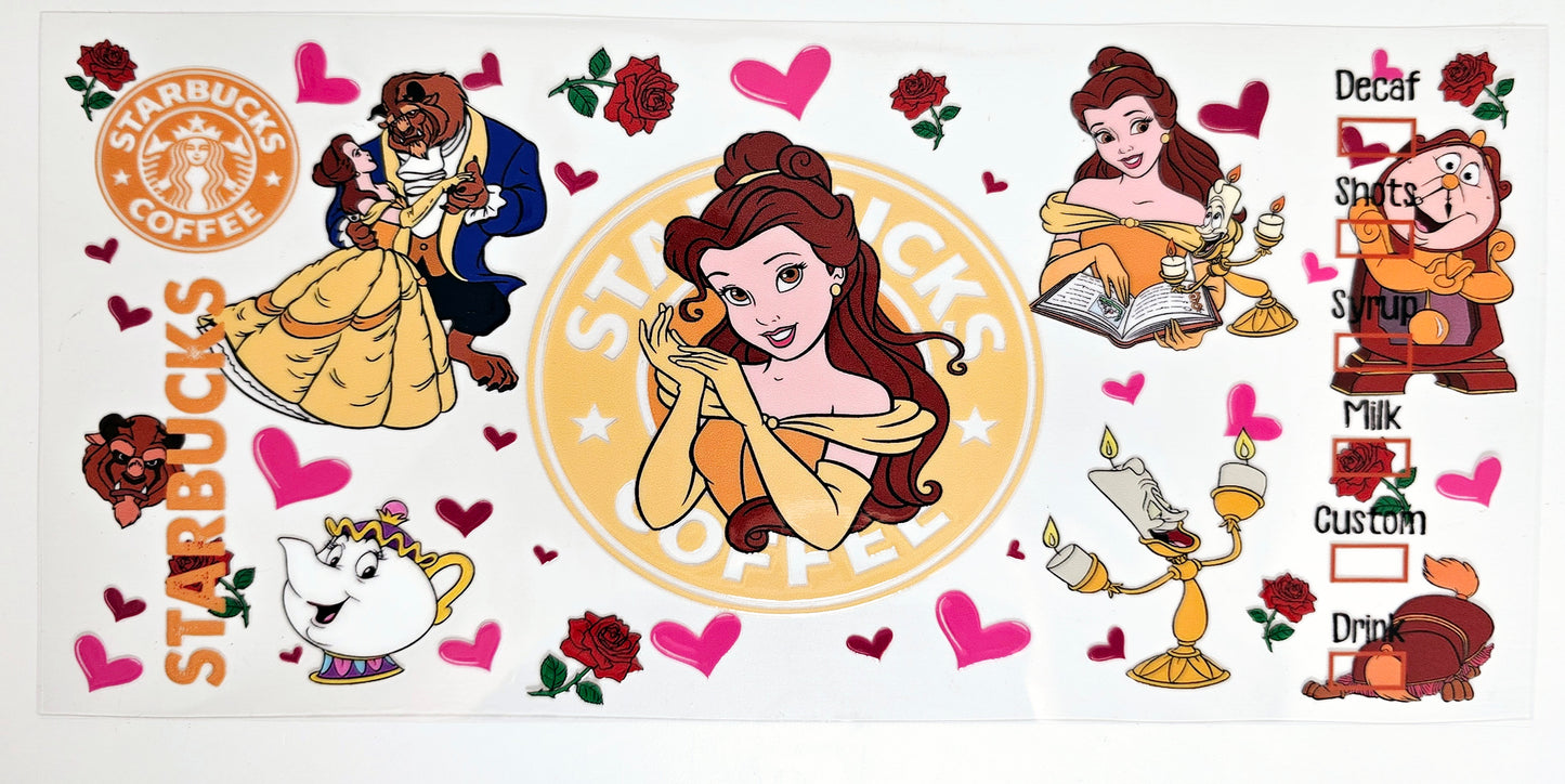 Belle Starbucks - UVDTF Wrap for cups/hard surfaces sticker