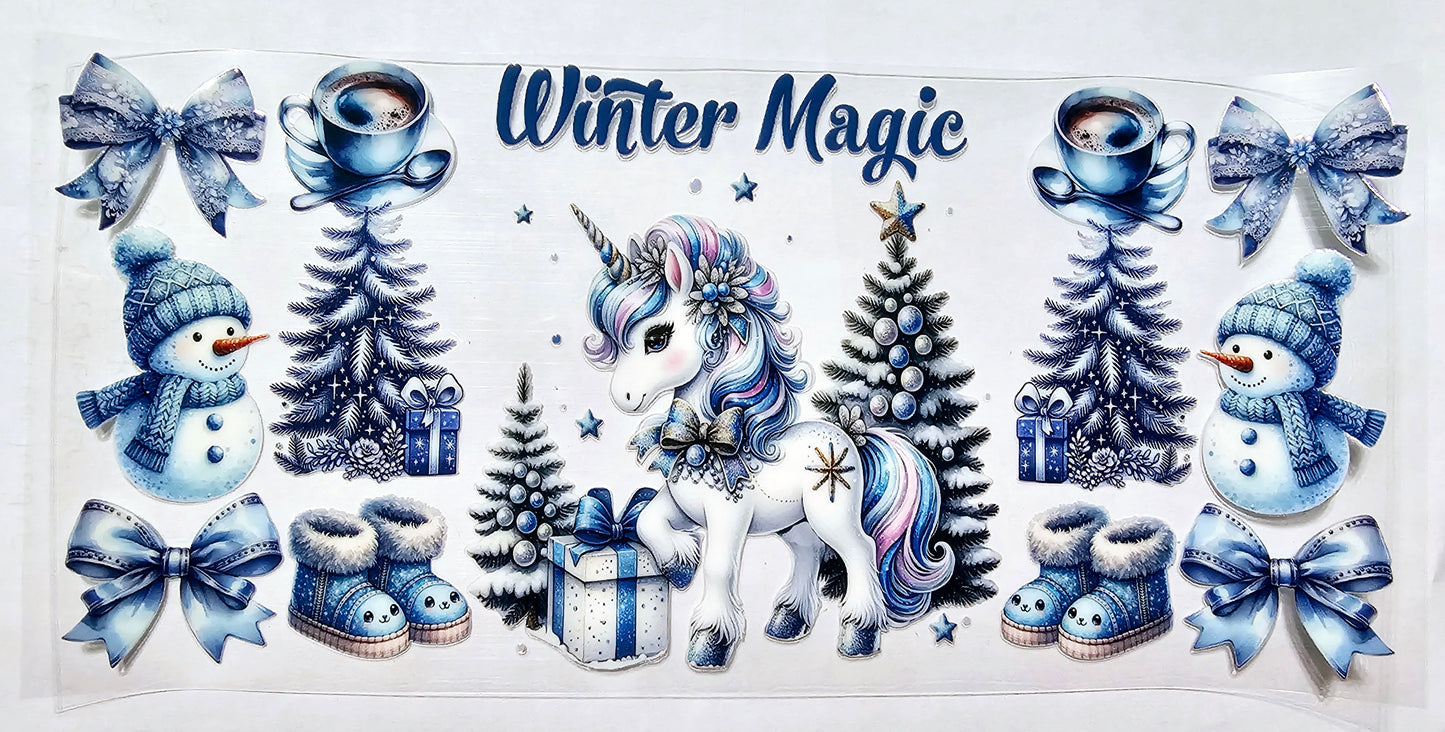 Winter Magic Unicorn - UVDTF Wrap for cups/hard surfaces sticker