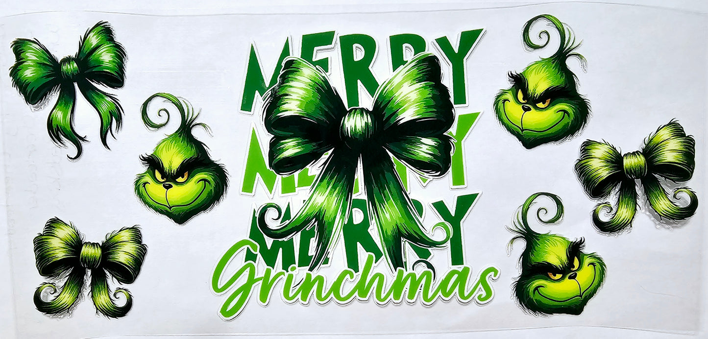 Letras verdes de Merry Grinchmas - Envoltorio UVDTF