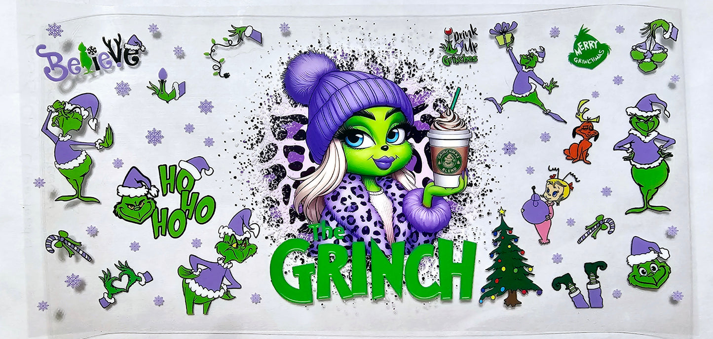 Chica Grinch morada - Envoltura UVDTF