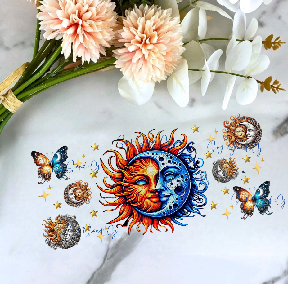 Sun & Moon - UVDTF Wrap for cups/ hard surfaces sticker