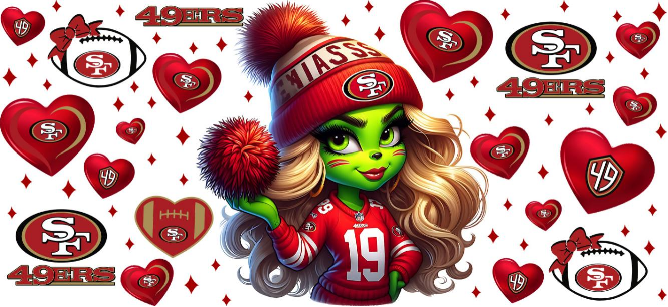 49ers Green Cheerleader - UVDTF Wrap for cups/hard surfaces sticker