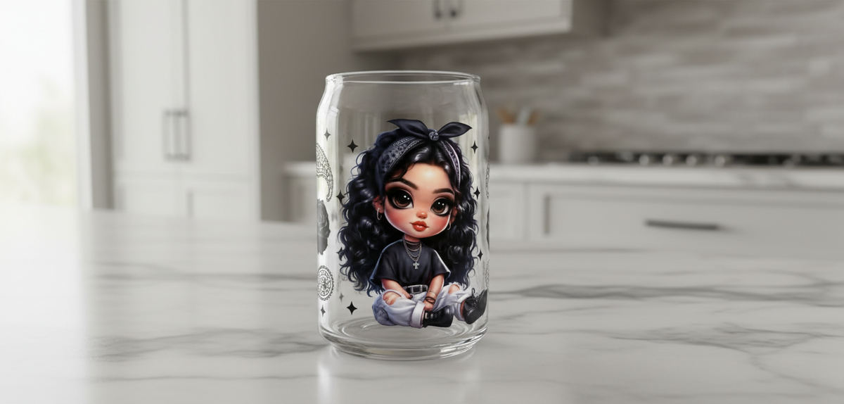 Black Bandana Cutie - UVDTF Wrap for cups/hard surfaces sticker