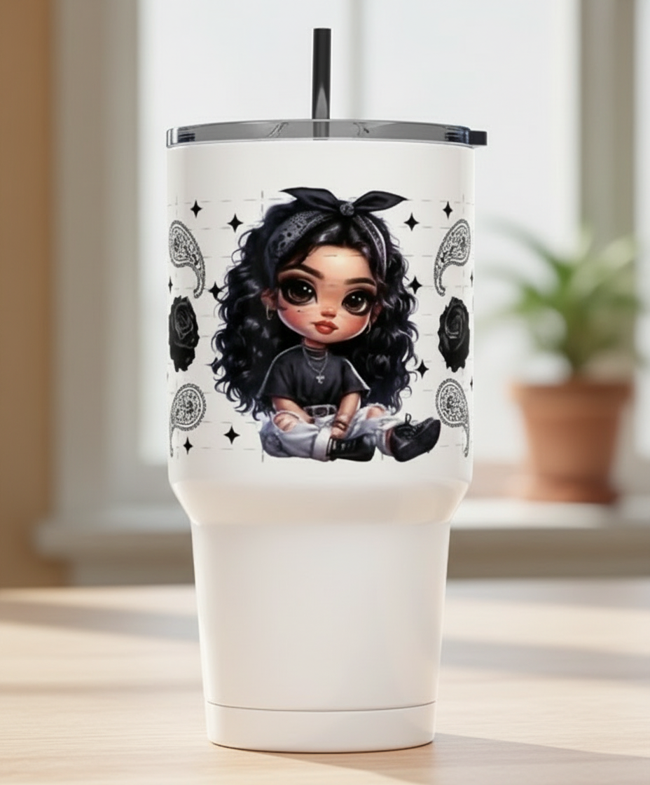 Black Bandana Cutie - UVDTF Wrap for cups/hard surfaces sticker