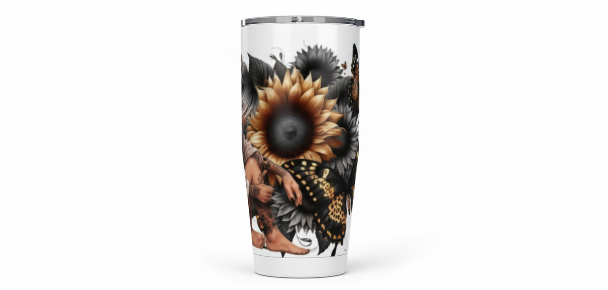 Black & Yellow Butterflies & Sunflowers Diva - UVDTF Wrap for cups/hard surfaces sticker