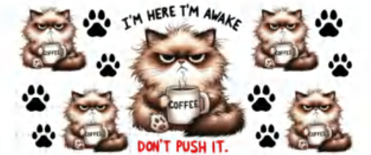 I'm Here I'm Awake - UVDTF Wrap for cups/hard surfaces sticker