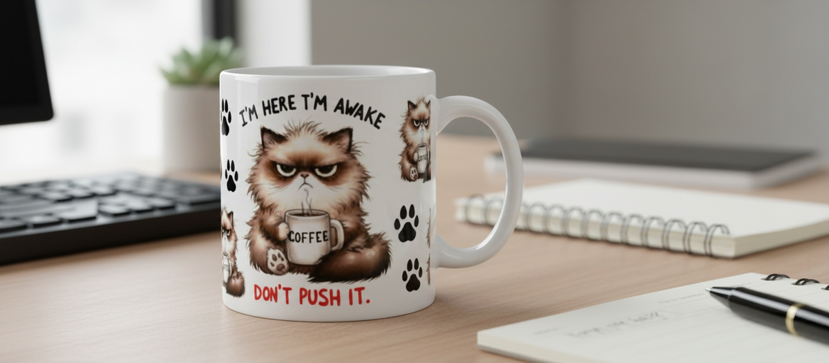 I'm Here I'm Awake - UVDTF Wrap for cups/hard surfaces sticker
