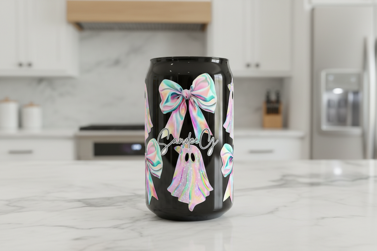 Iridescent Ghosts & Bows - UVDTF Wrap for cups/hard surfaces sticker