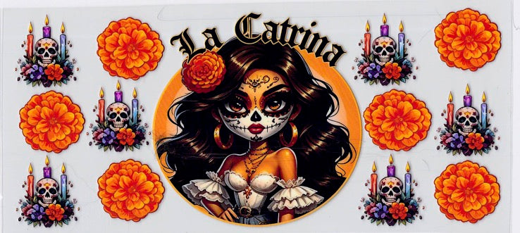 La Catrína Skully - UVDTF Wrap for cups/hard surfaces sticker