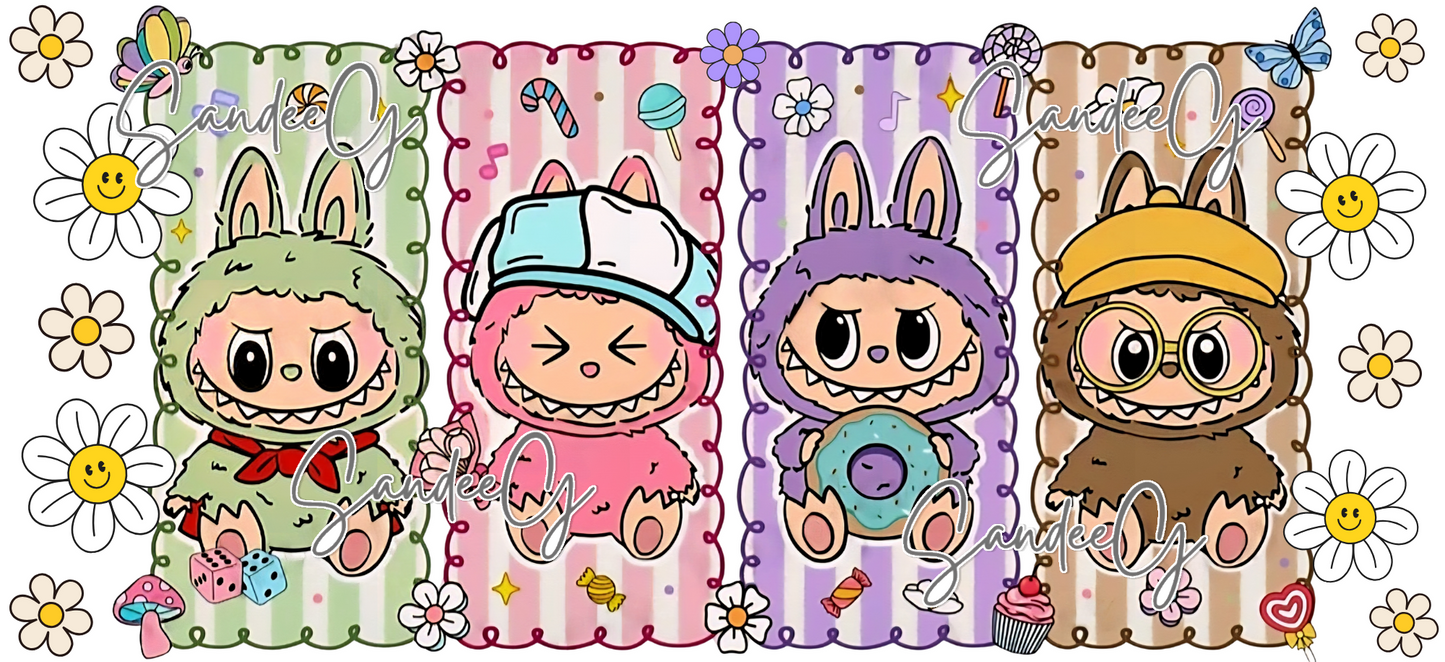 Labubu & Daisies - UVDTF wrap for cups/hard surfaces sticker