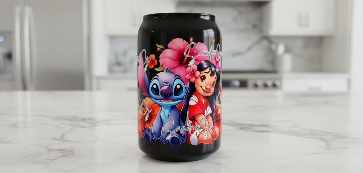 Lilo & Stitch Hibiscus Flowers - UVDTF wrap for cups/hard surfaces sticker