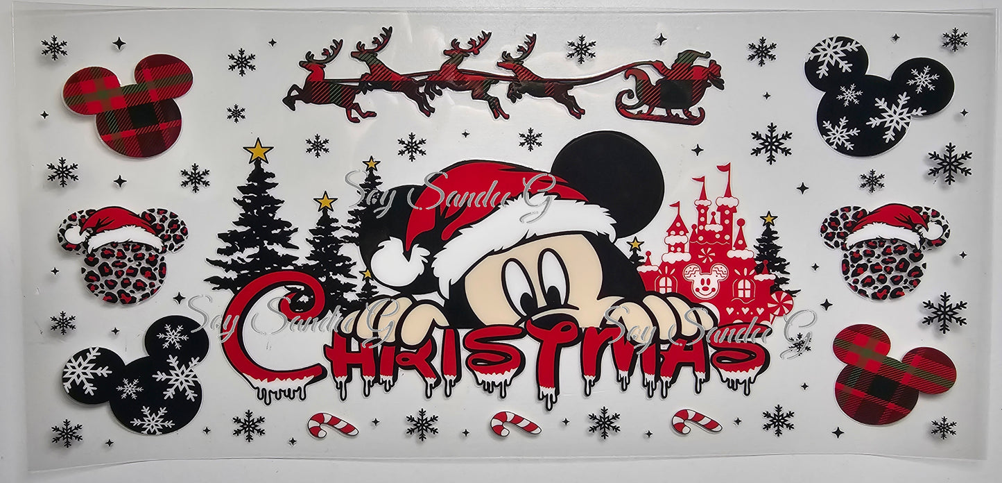 Mickey Black & Red Xmas - UVDTF Wrap for cups/hard surfaces sticker