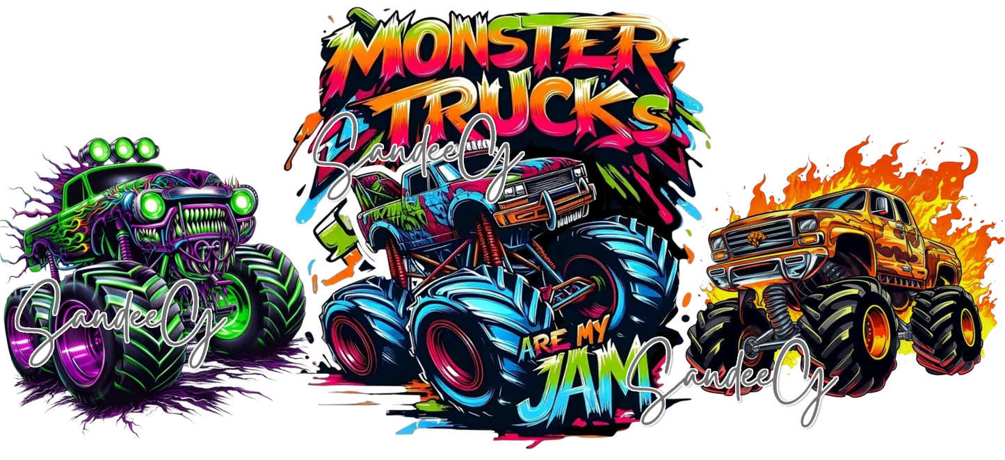Monster Trucks are my Jam - UVDTF Wrap for cups/hard surfaces sticker