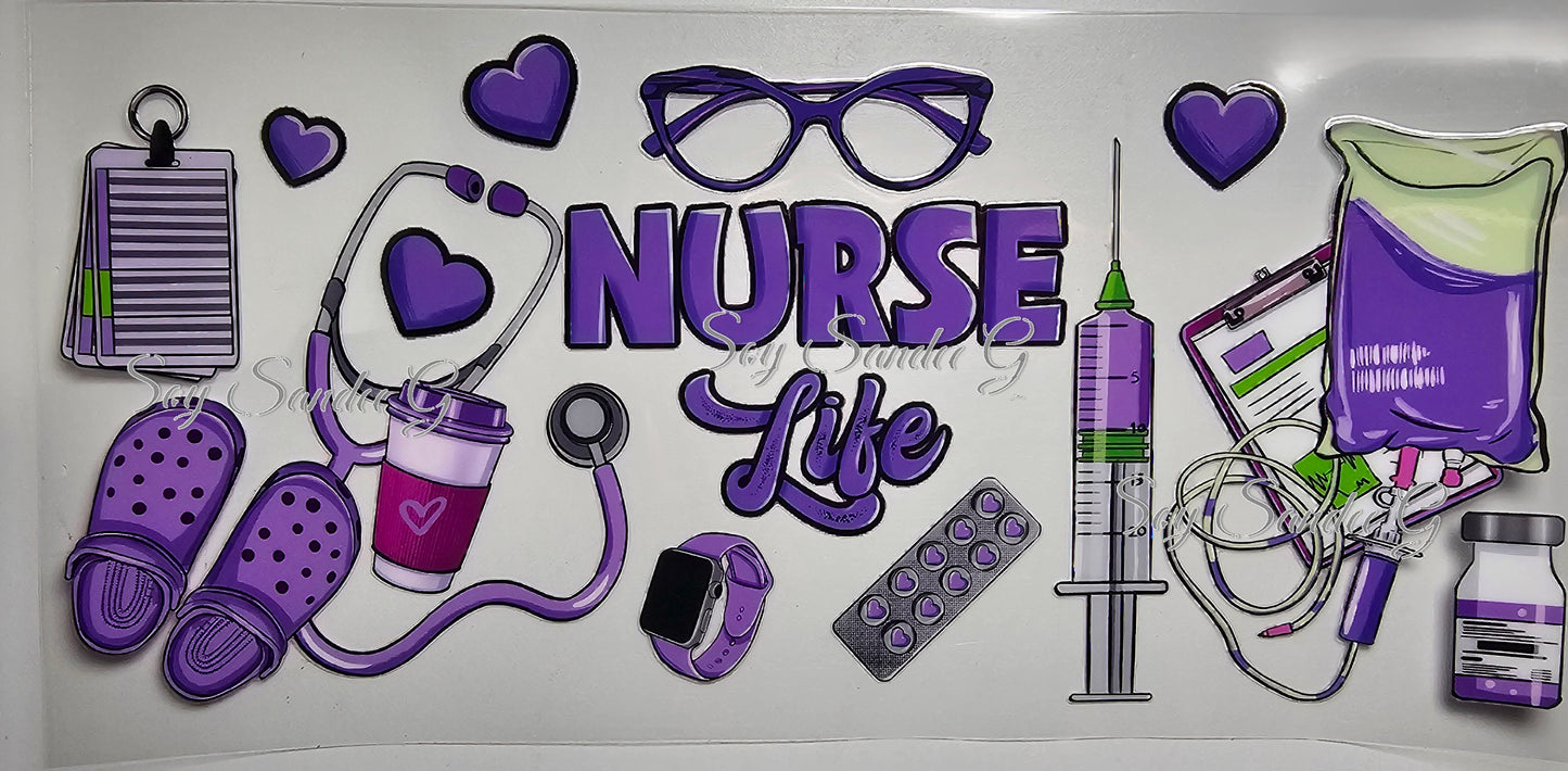 Nurse Life (Purple) - UVDTF Wrap for cups/hard surfaces sticker