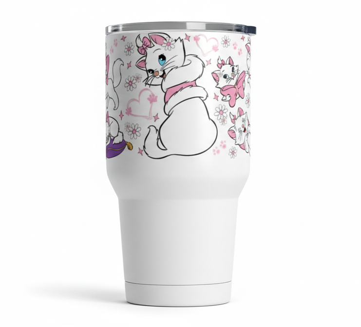 Calcomanía UVDTF con la frase "Tengo actitud felina"