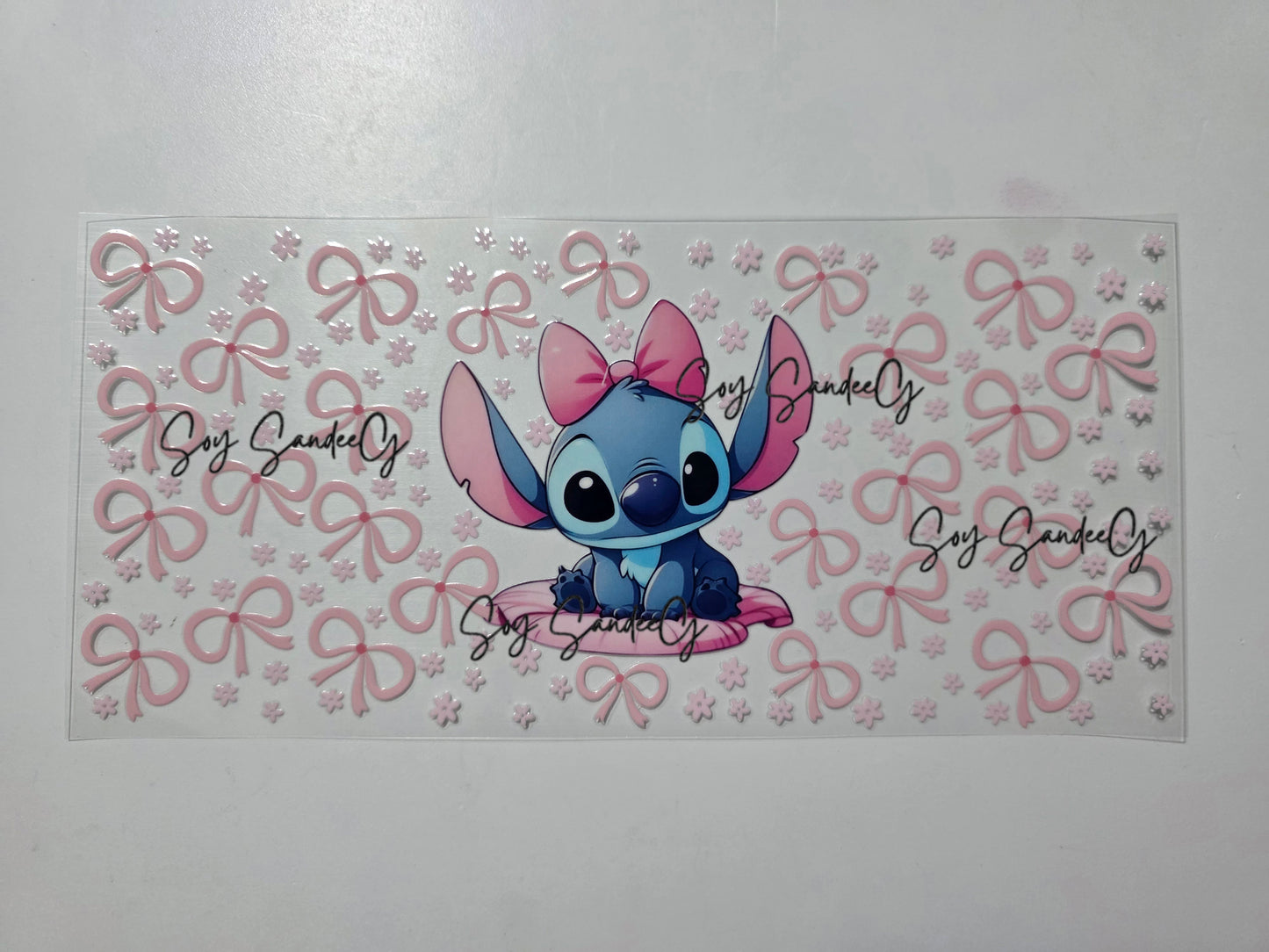 Pink Bows Baby Stitch - UVDTF Wrap for cups/hard surfaces sticker