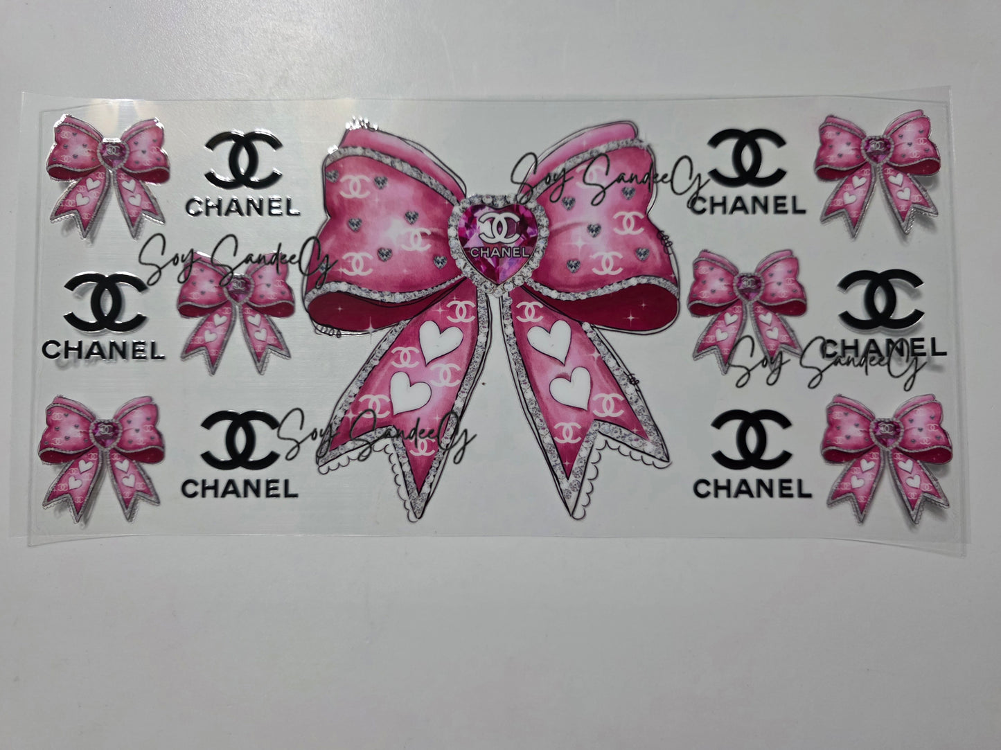 Pink Chanel Bow - UVDTF Wrap for cups/hard surfaces sticker