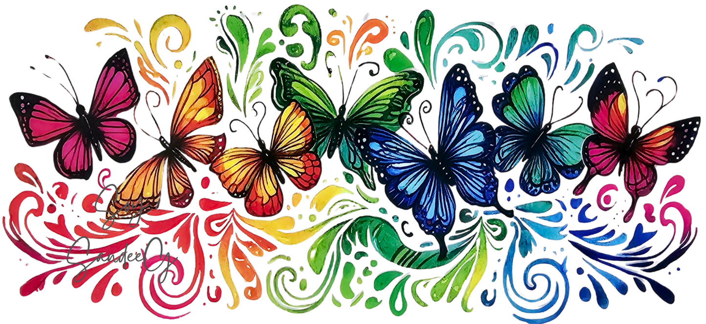 Envoltura UVDTF con mariposas de color azul oscuro