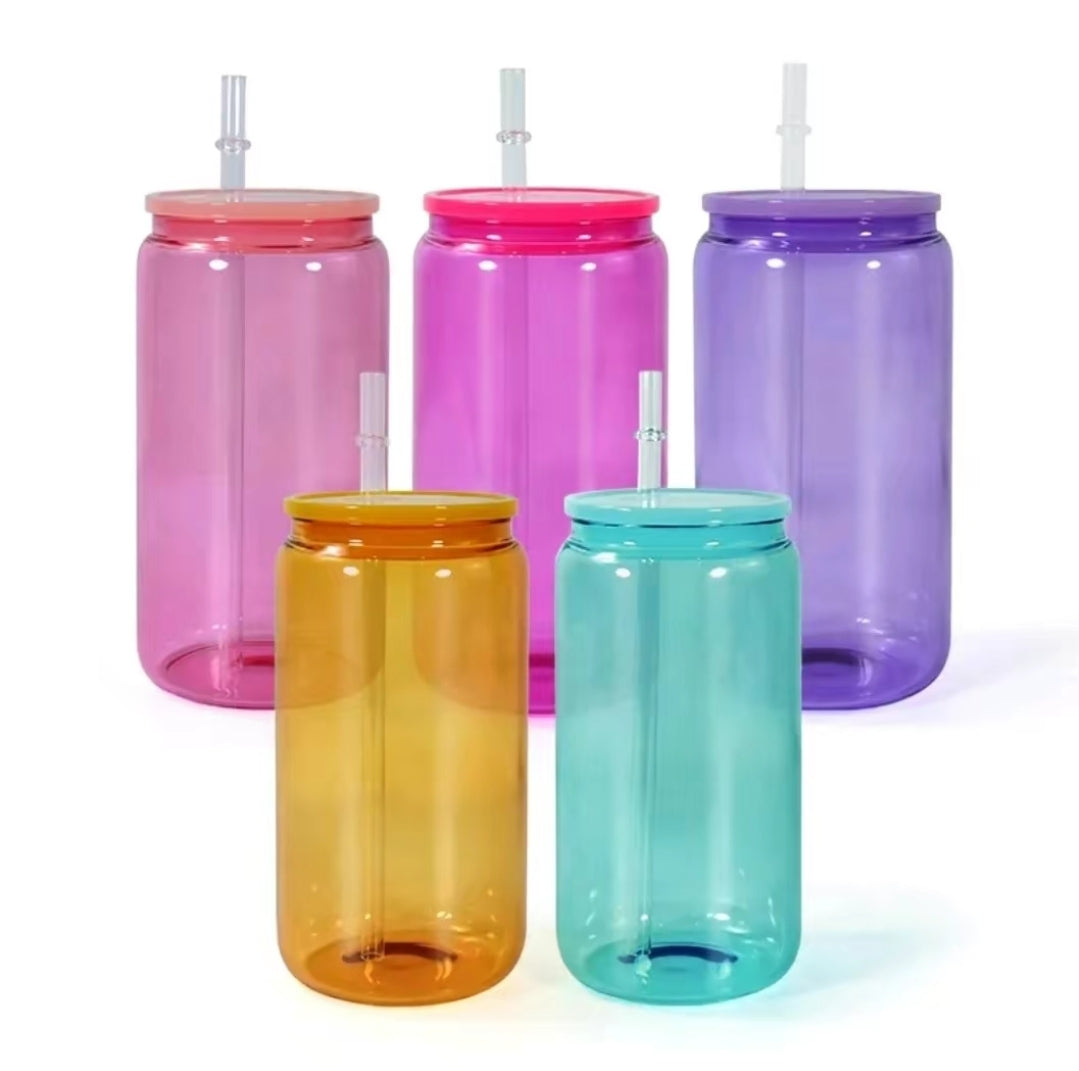 16 oz Colored Glass Jelly Cup - No Design