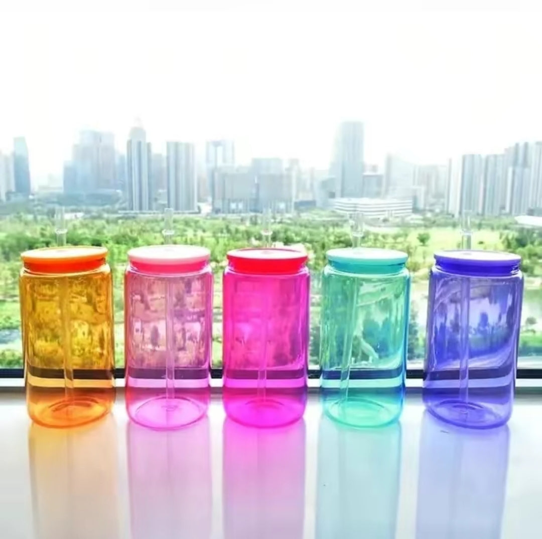16 oz Colored Glass Jelly Cup - No Design