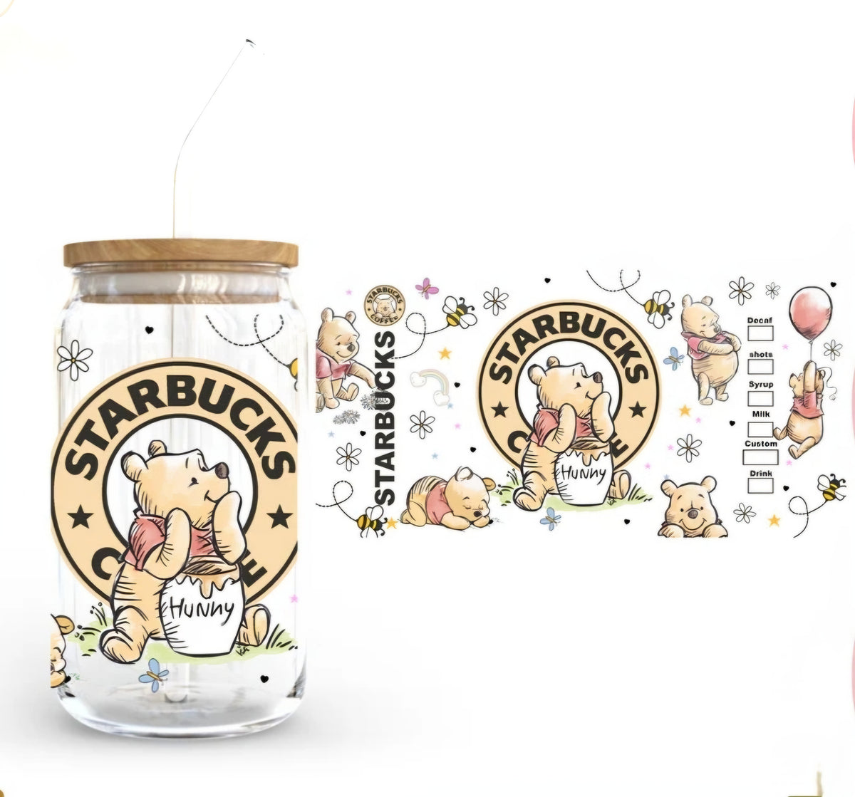 Envoltorio UVDTF clásico de Winnie the Pooh para Starbucks