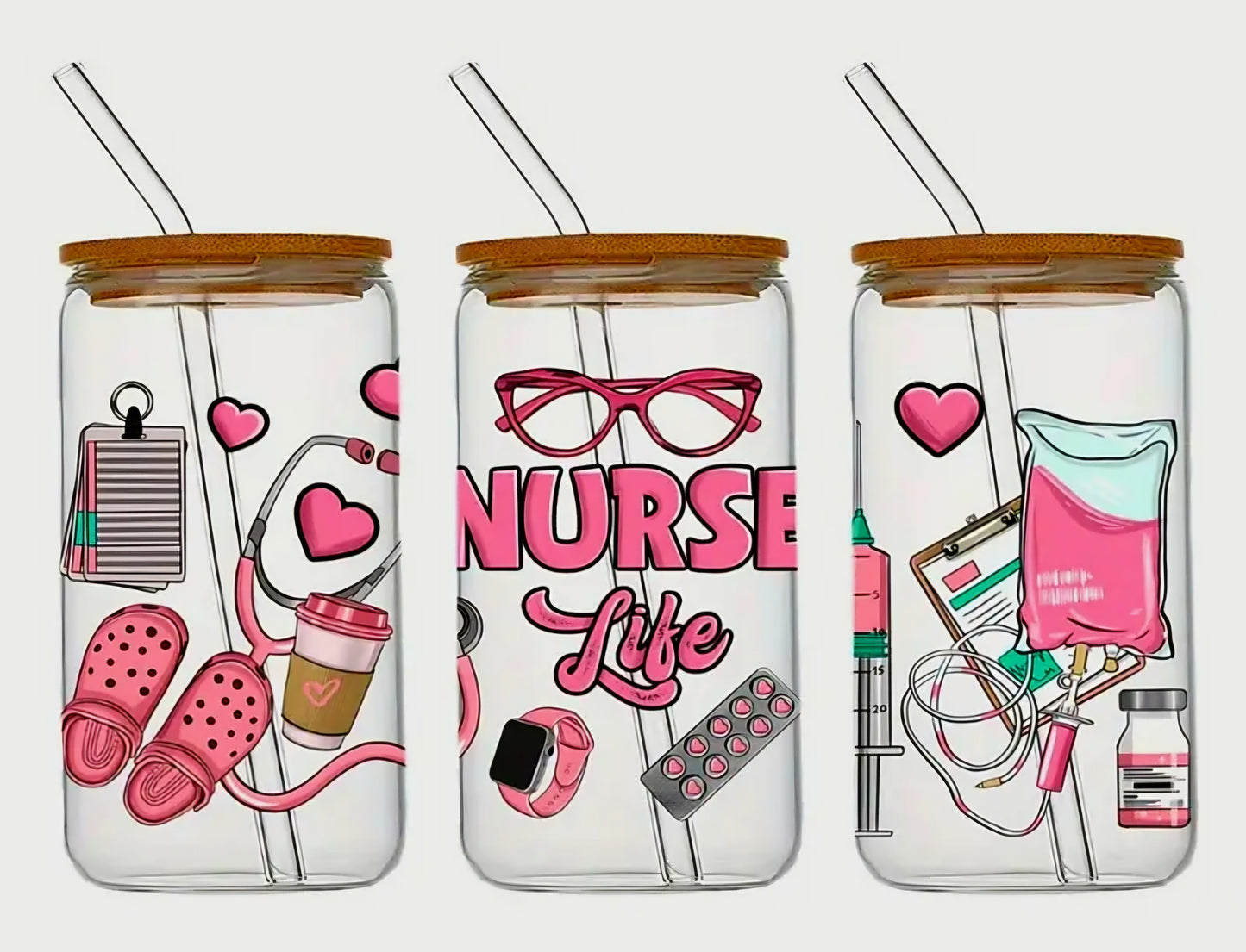 Nurse Life (Pink) - UVDTF Wrap for cups/hard surfaces sticker