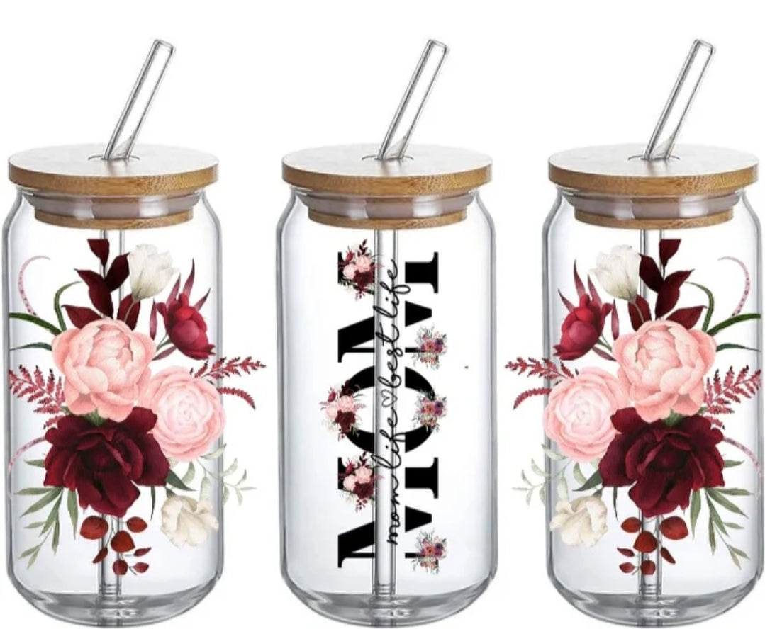 Mom Pink & Red Rose - UVDTF Wrap for cups/hard surfaces sticker