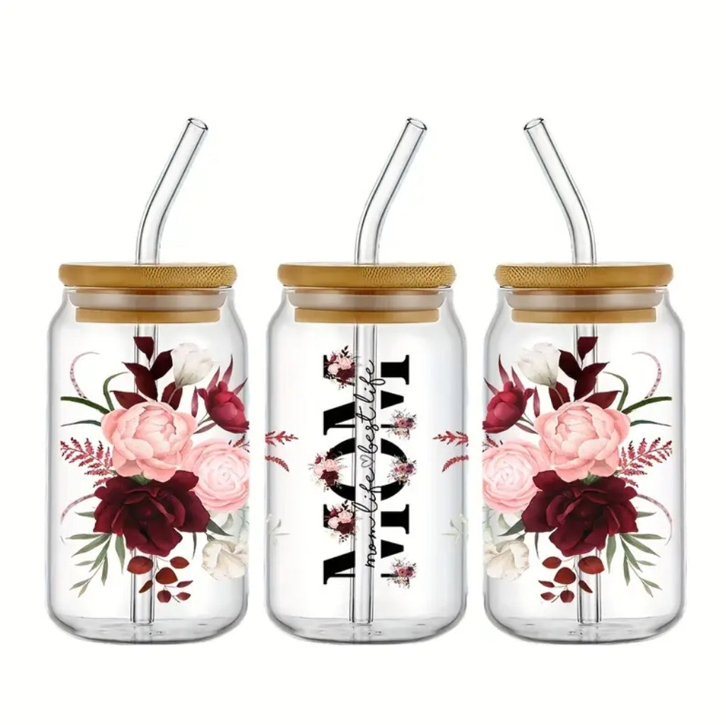 Mom Pink & Red Rose - UVDTF Wrap for cups/hard surfaces sticker