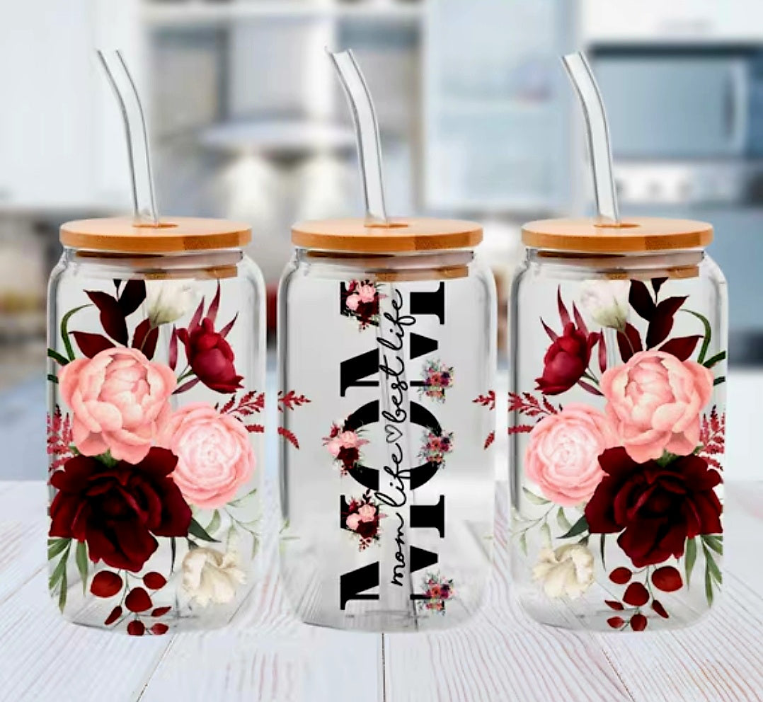 Mom Pink & Red Rose - UVDTF Wrap for cups/hard surfaces sticker