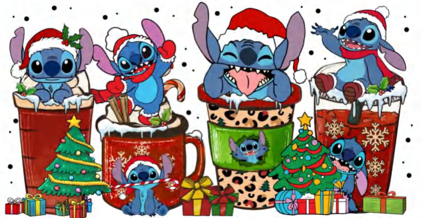 Stitch Christmas Cups - UVDTF Wrap for cups/hard surfaces sticker
