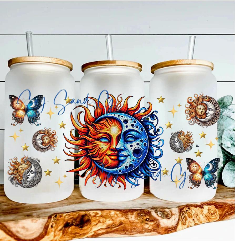 Ready to Ship - 16 oz Glass Cup with Plastic Straw - Premade cup
