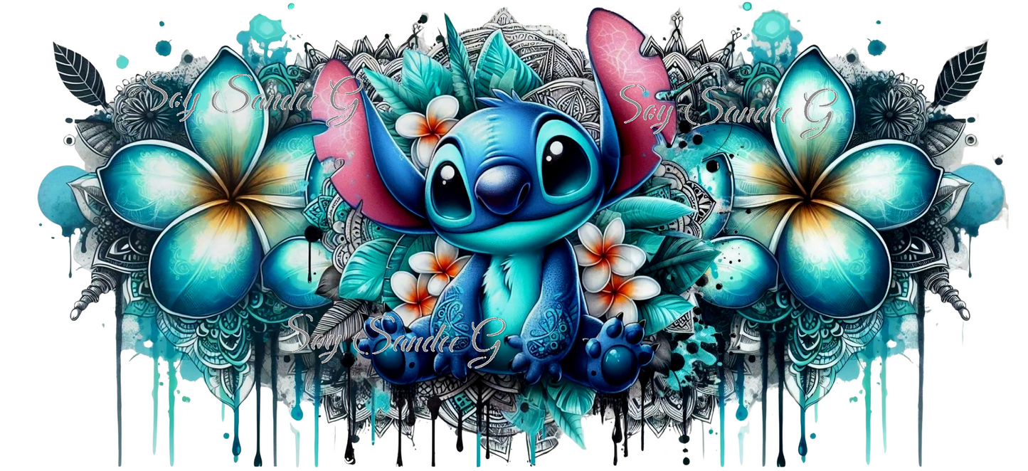 Teal Hibiscus Stitch - UVDTF Wrap for cups/hard surfaces sticker