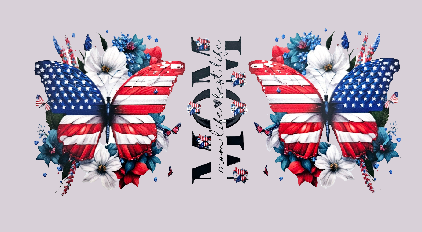 USA Mom Butterfly - UVDTF Wrap for cups/hard surfaces sticker