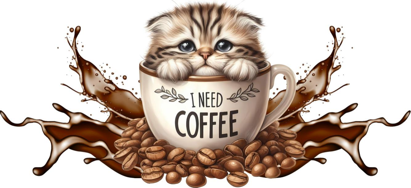 Fluffy Cat in a Mug - UVDTF Wrap for cups/hard surfaces sticker