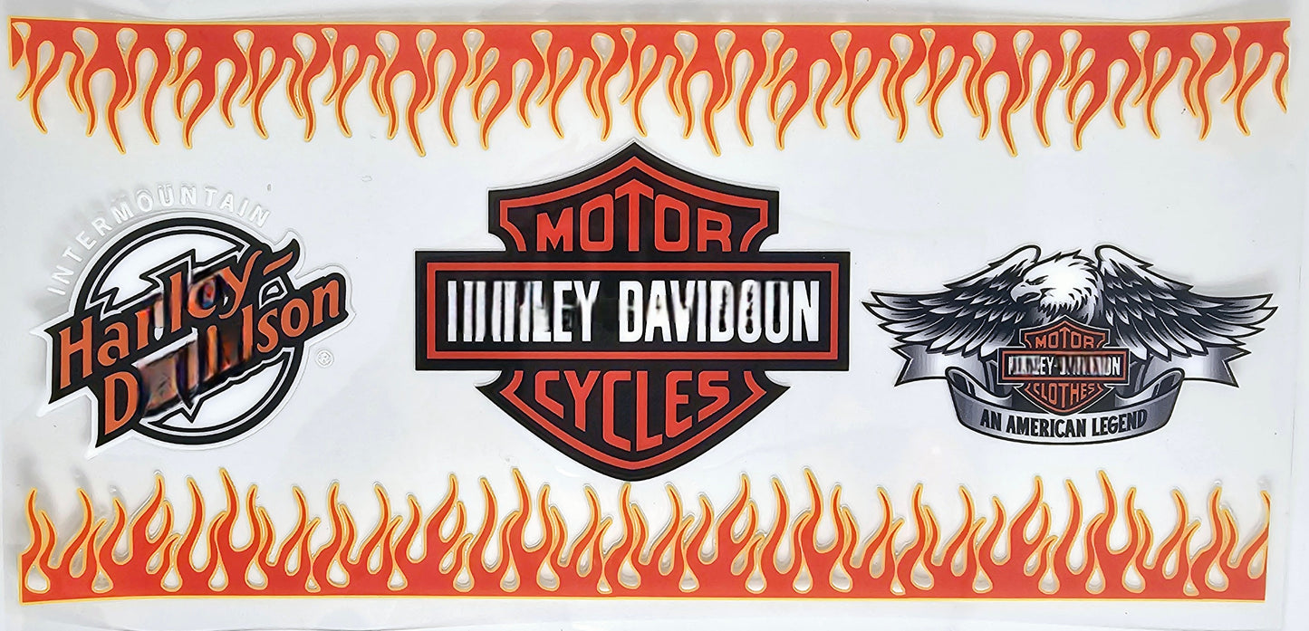 Motorcycle Logos Orange Flames - UVDTF Wrap for cups/hard surfaces sticker