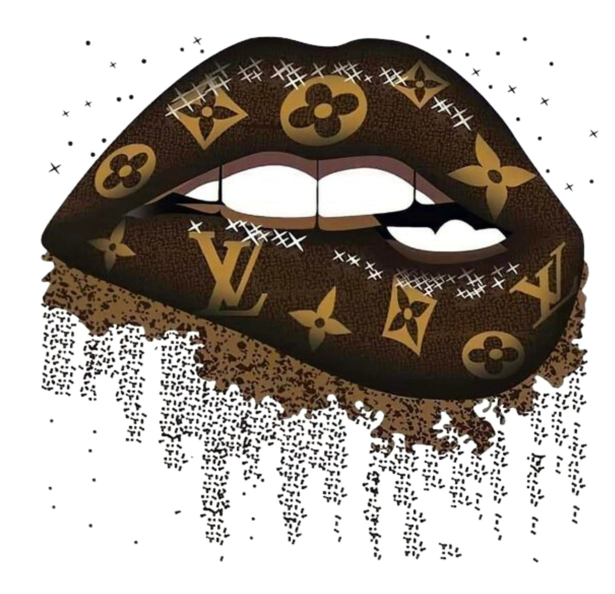 Louis Vuitton Lips (Brown) - UVDTF 2" Decal for shotglass/hard surfaces sticker