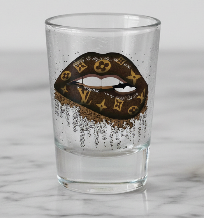 Louis Vuitton Lips (Brown) - UVDTF 2" Decal for shotglass/hard surfaces sticker