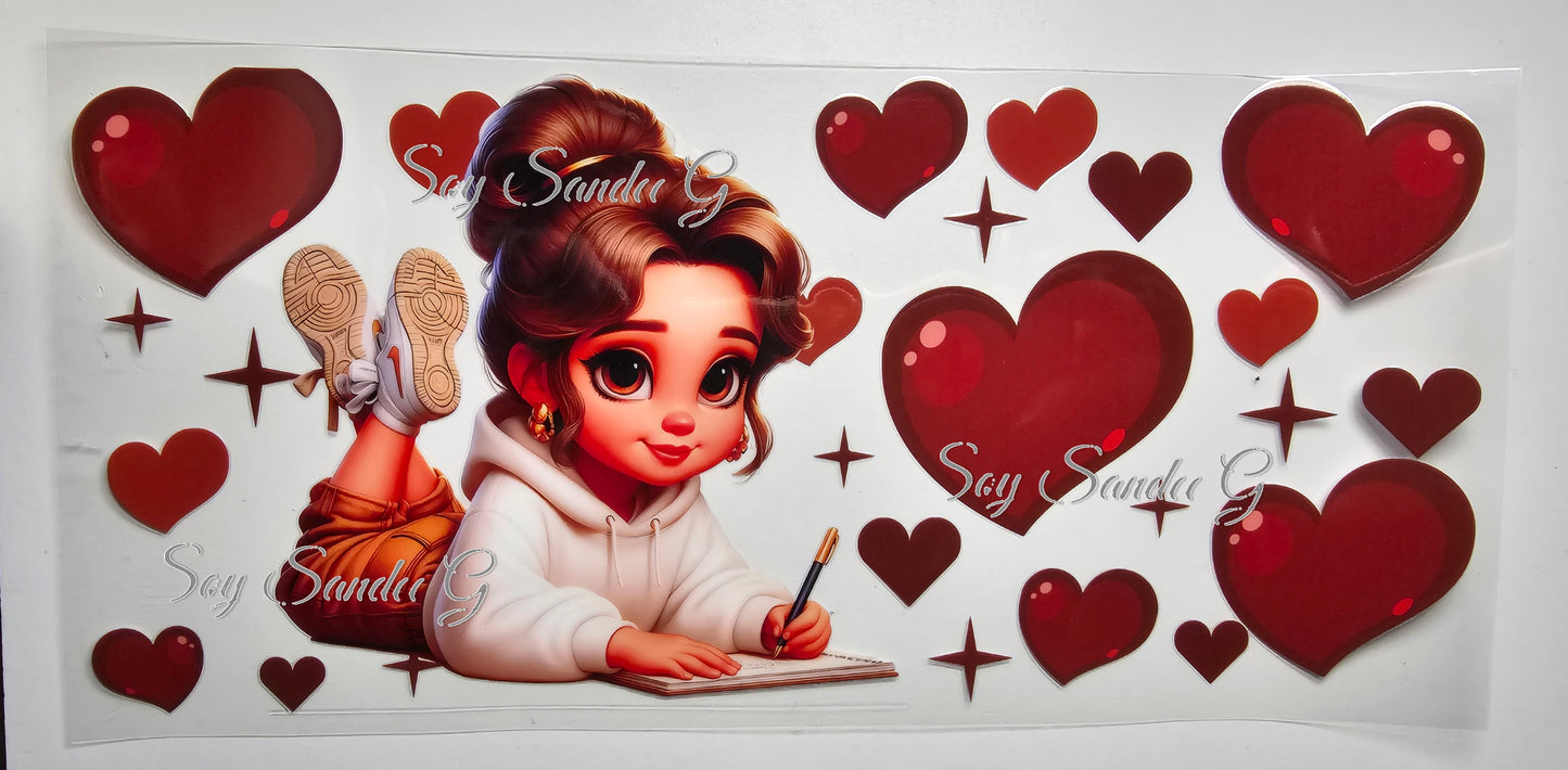 Brown Writing Cutie - UVDTF Wrap for cups/hard surfaces sticker