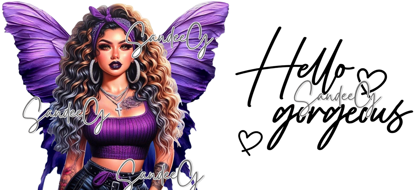 Hello Gorgeous Purple - UVDTF Wrap for cups/hard surfaces sticker