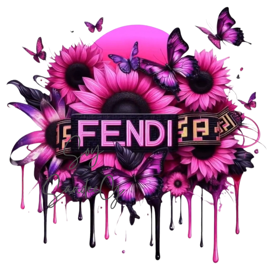 Fendi Pink Flowers - UVDTF Decal for cups/hard surfaces sticker