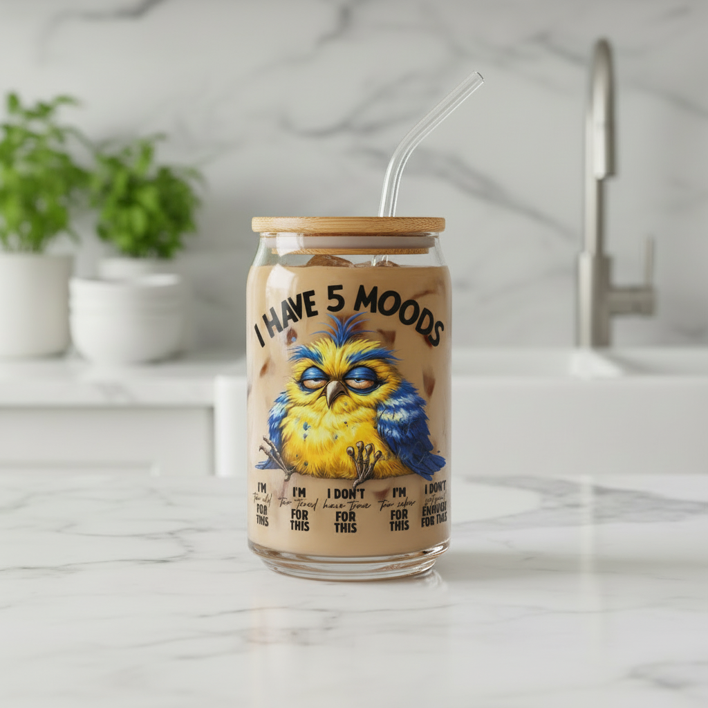 My Five Moods Chunky Bird - UVDTF Decal for cups/hard surfaces sticker