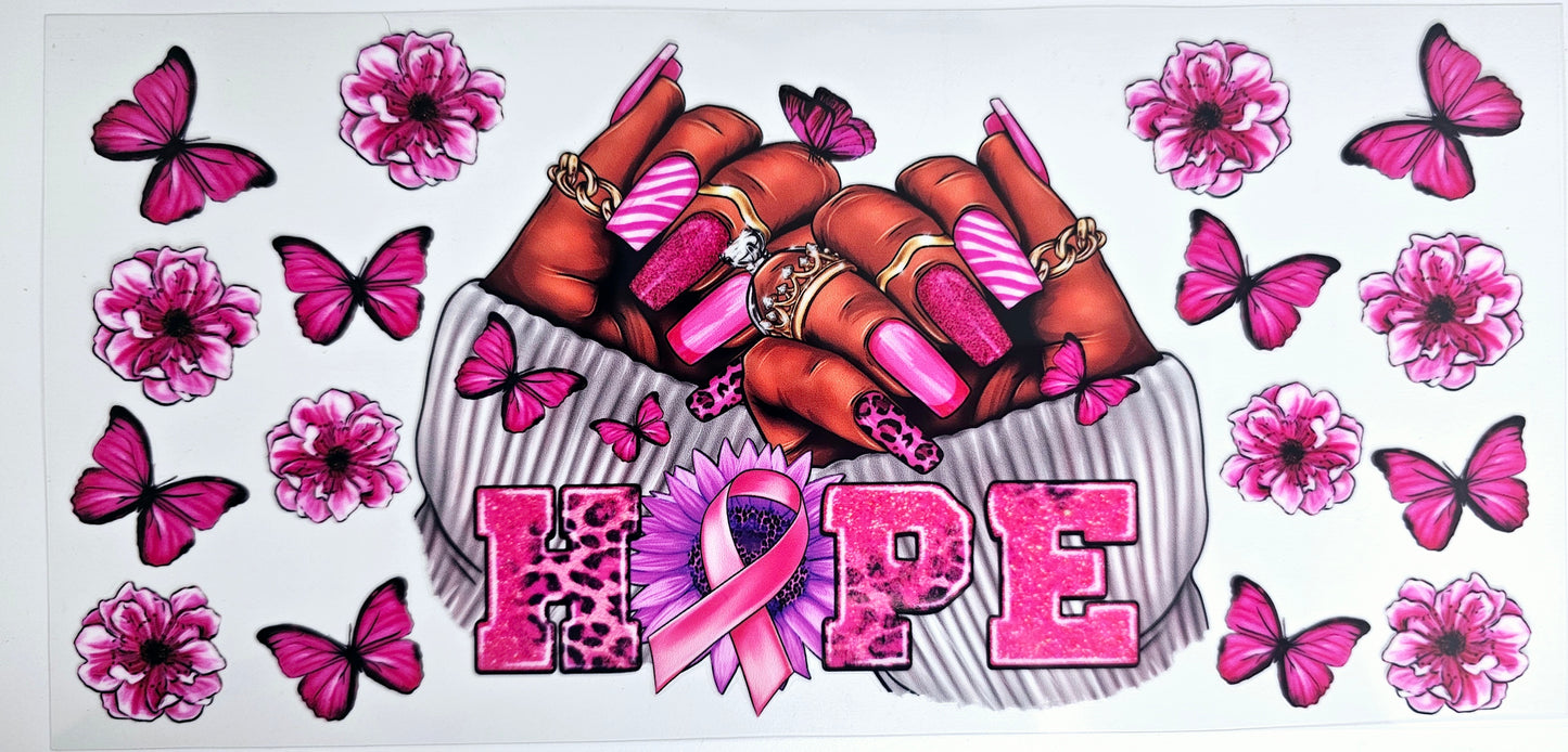Hope- Breast Cancer - UVDTF Wrap for cups/hard surfaces sticker
