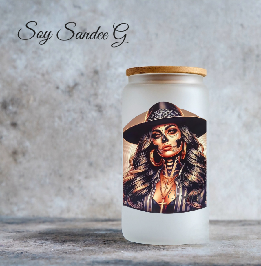 Sexy Skully with her Hat - UVDTF Decal for cups/hard surfaces sticker