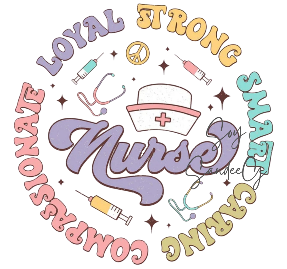 Nurse Adjectives Circle - UVDTF Decal for cups/hard surfaces sticker.